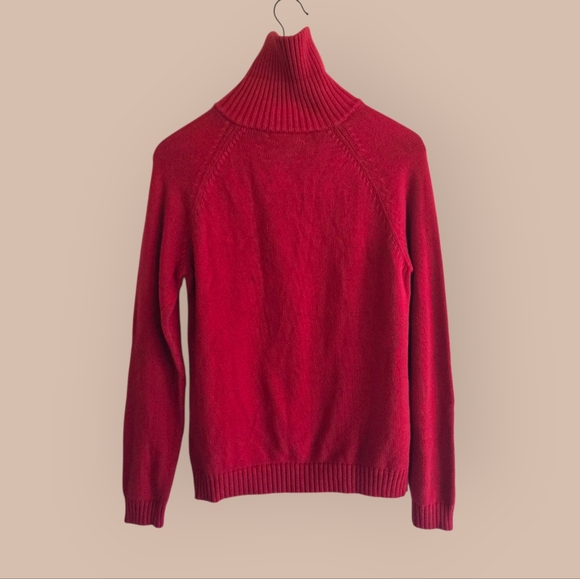 Ralph Lauren Red Turtleneck Sweater Gold Buttons Size Med Vintage Cabincore - Picture 3 of 4